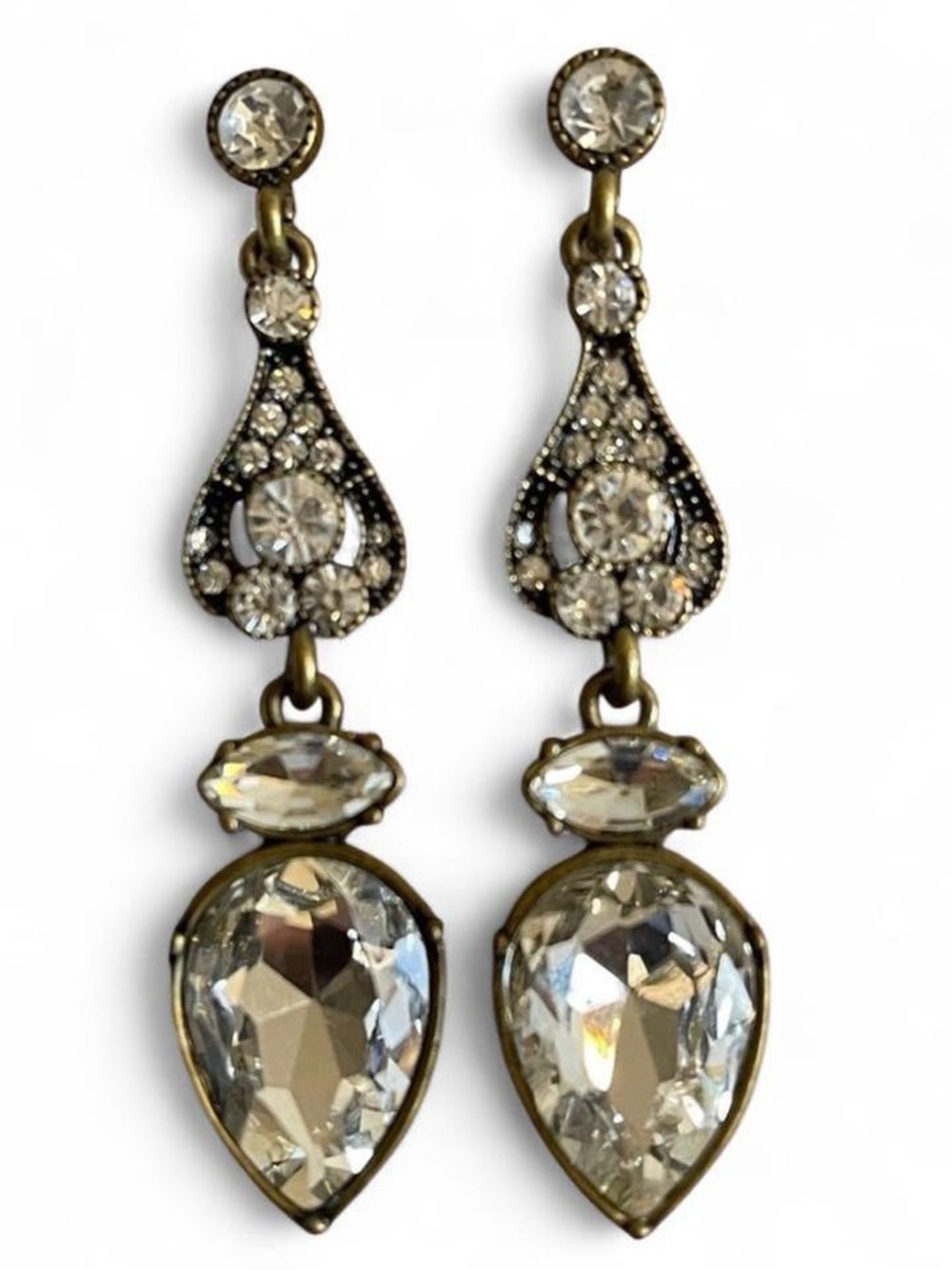 WA Studios Crystal Drop Statement Earrings